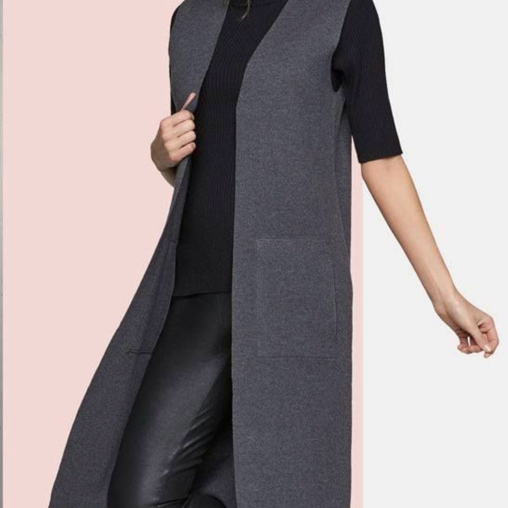 KAARI BLUE women’s black long open front Vest